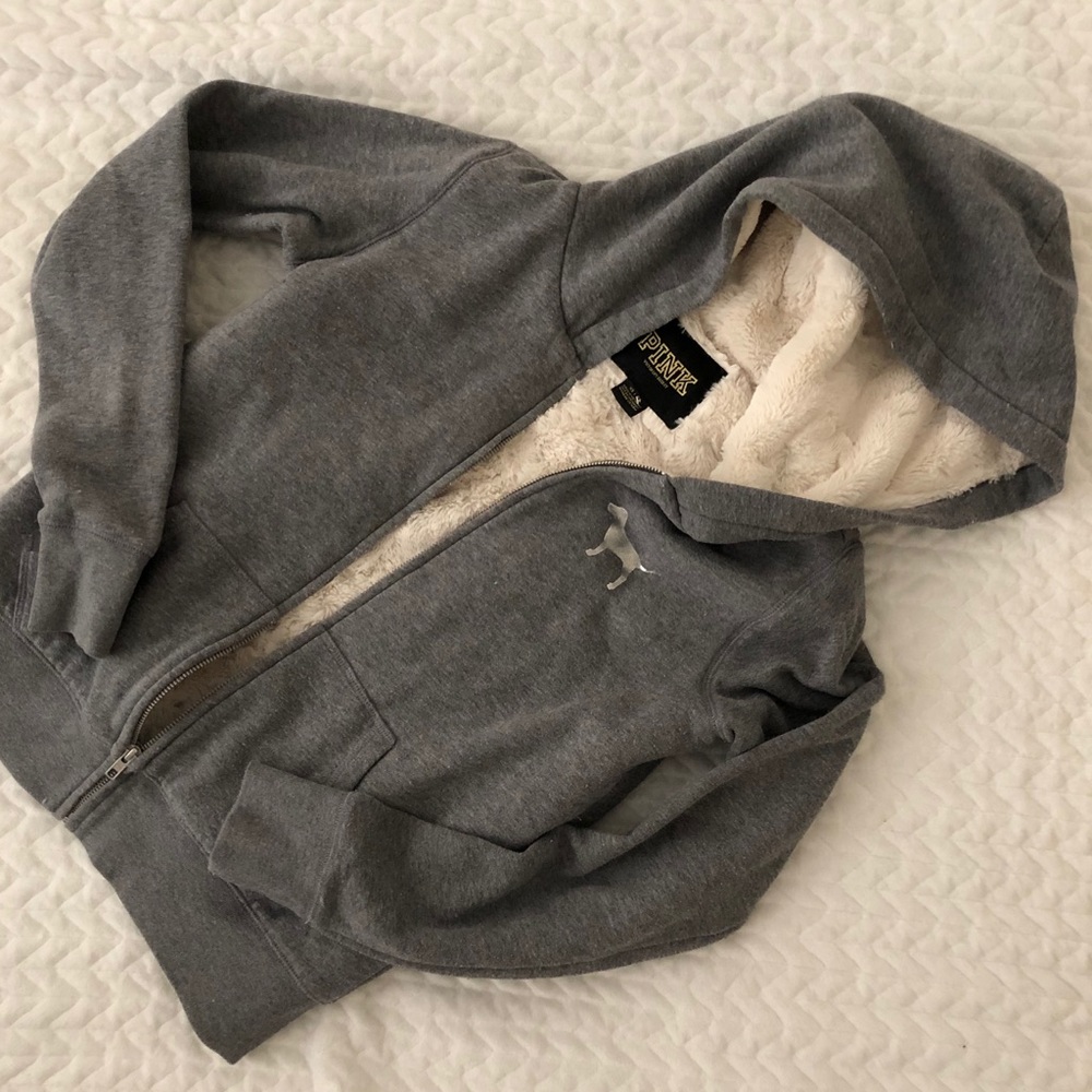 Victoria’s Secret Pink Faux fur lined sweatshirt
